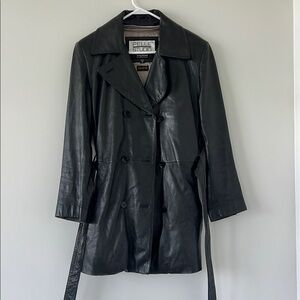 Pelle Studio Black Leather Jacket with Belted Waist